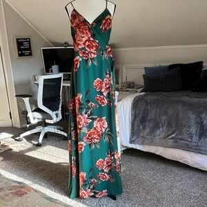 Lulu's Green Floral Dress